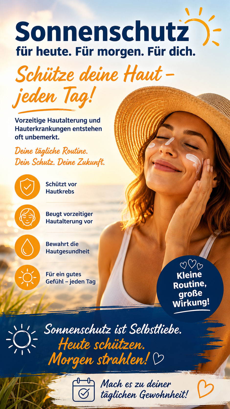 Schütze die Haut täglich mit Sonnenschutz